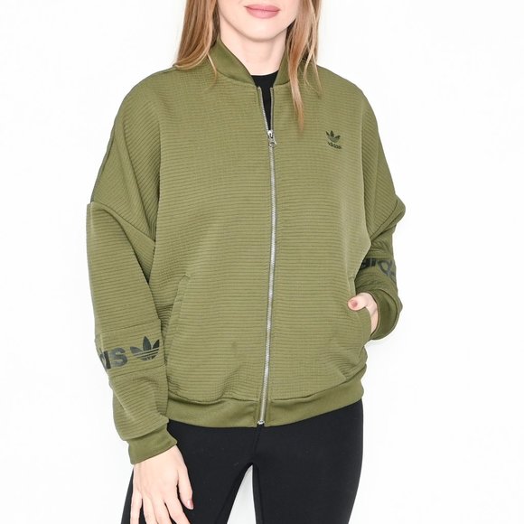 ADIDAS Originals Olive Green Waffle Bomber Jacket - Picture 8 of 8